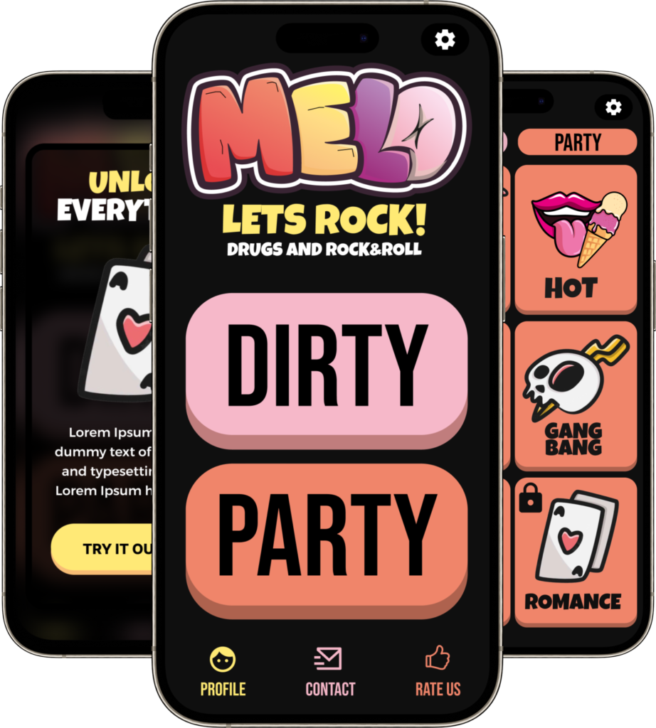 Melo app redesign mockup: Simplistic design for standout performance and user engagement in the party gaming market